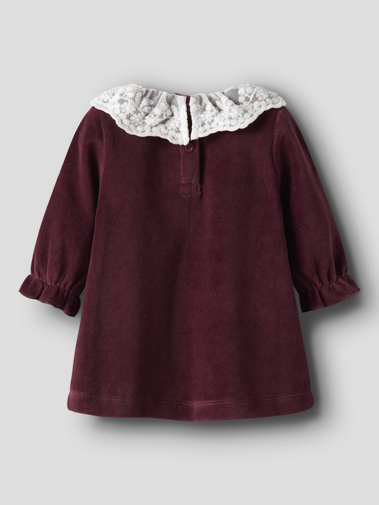NAME IT Roxy Long Sleeve Dress-Burgundy Burgundy model front view