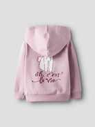 NAME IT Ralia Long Sleeve Sweat Cardigan-Keepsake Lilac Keepsake Lilac model front view