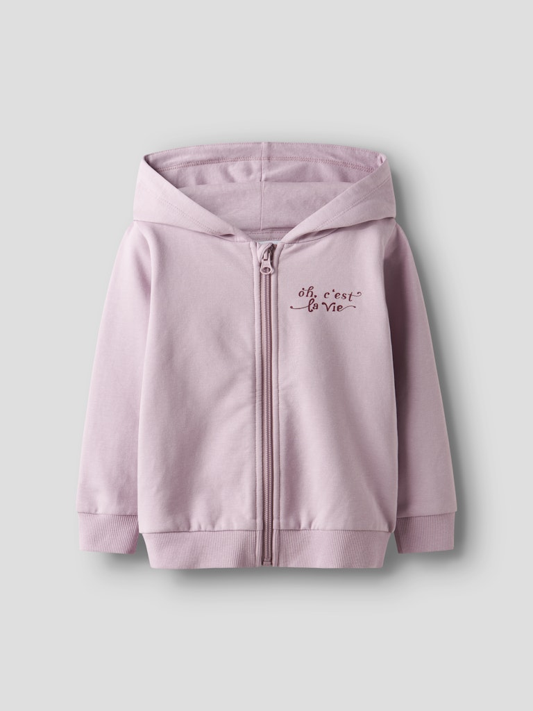 NAME IT Ralia Long Sleeve Sweat Cardigan-Keepsake Lilac Keepsake Lilac front view