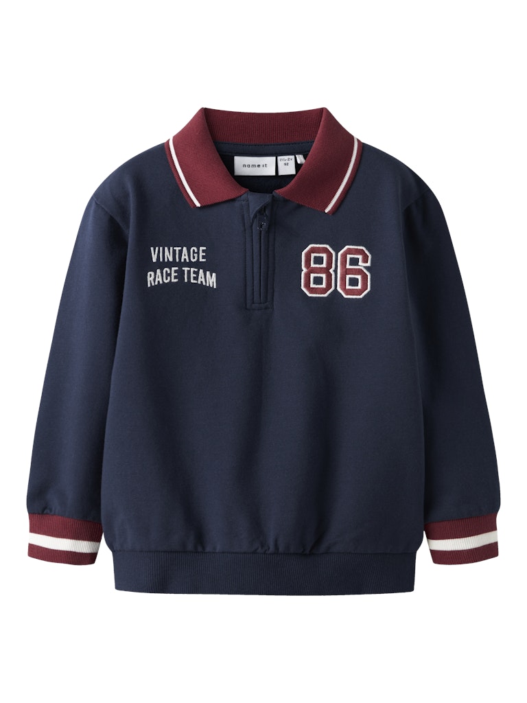 Ramse Long Sleeve Sweat Polo-Navy Blazer-Front View