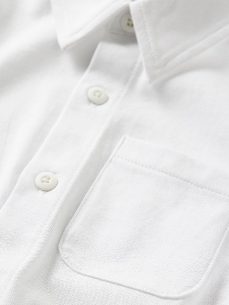 Ronalo Long Sleeve Jersey Shirt-Bright White-Pocket Detail