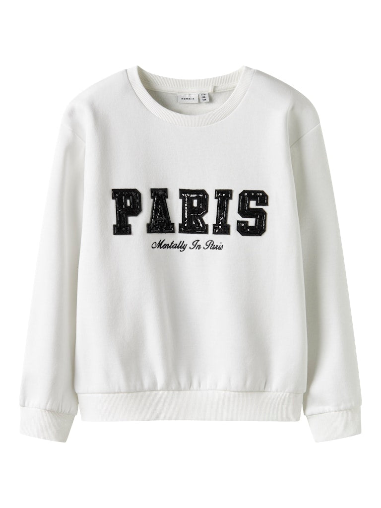 NAME IT Retta Long Sleeve Sweatshirt-Bright White Bright White front view