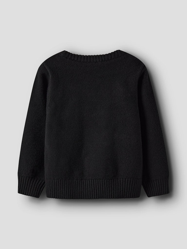 NAME IT Ronja Long Sleeve Knit-Black Black model front view