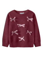 NAME IT Ronja Long Sleeve Knit-Burgundy Burgundy front view