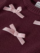 NAME IT Ronja Long Sleeve Knit-Burgundy Burgundy model front view
