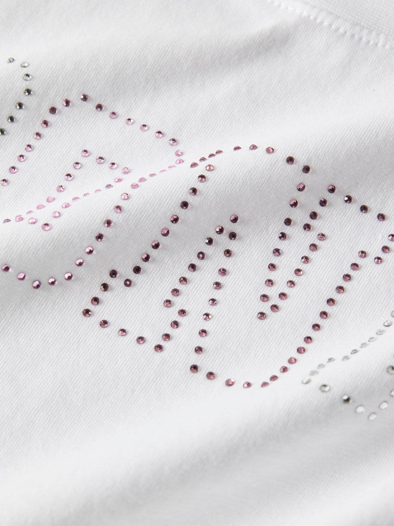 Rosalie Short Sleeve Top-Bright White-Rhinestone Detail
