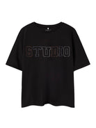 NAME IT Rosalie Short Sleeve Top-Black Black front view