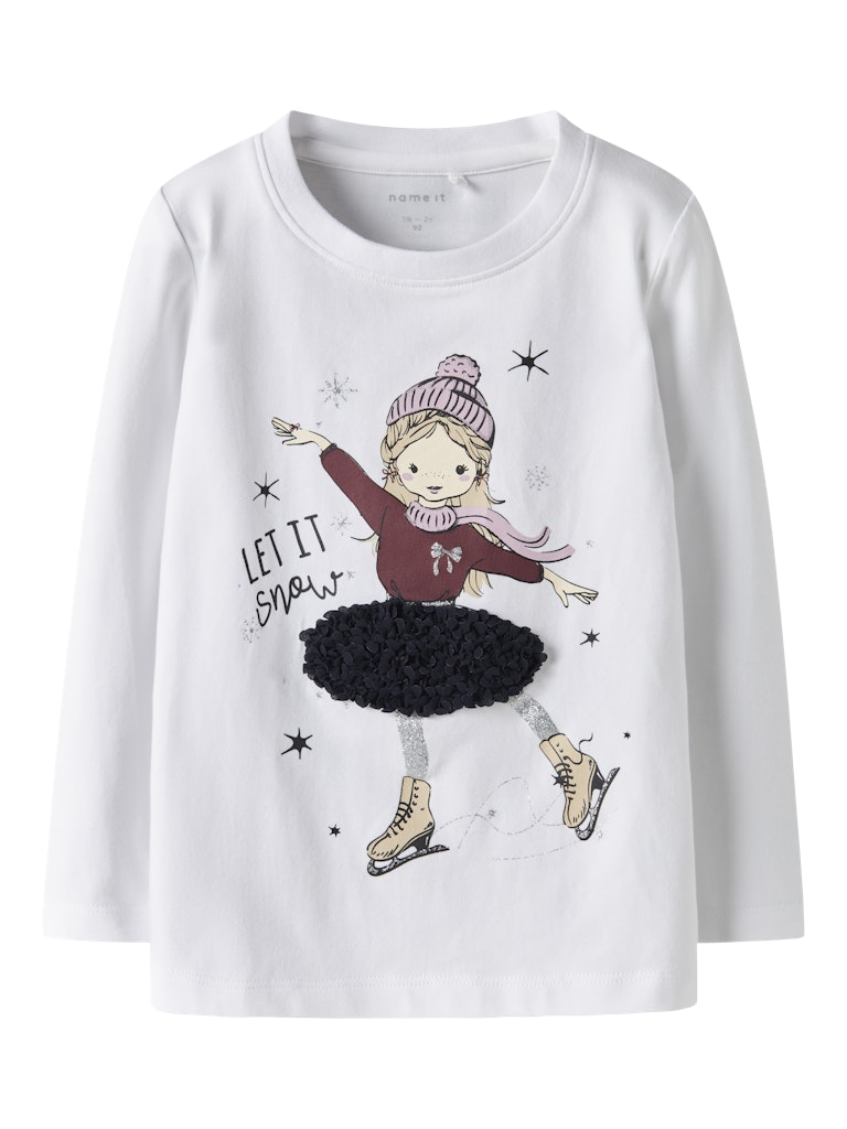 NAME IT Sedra Long Sleeve Top-Bright White Bright White front view