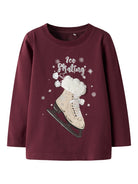 NAME IT Sedra Long Sleeve Top-Burgundy Burgundy front view