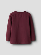 NAME IT Sedra Long Sleeve Top-Burgundy Burgundy model front view