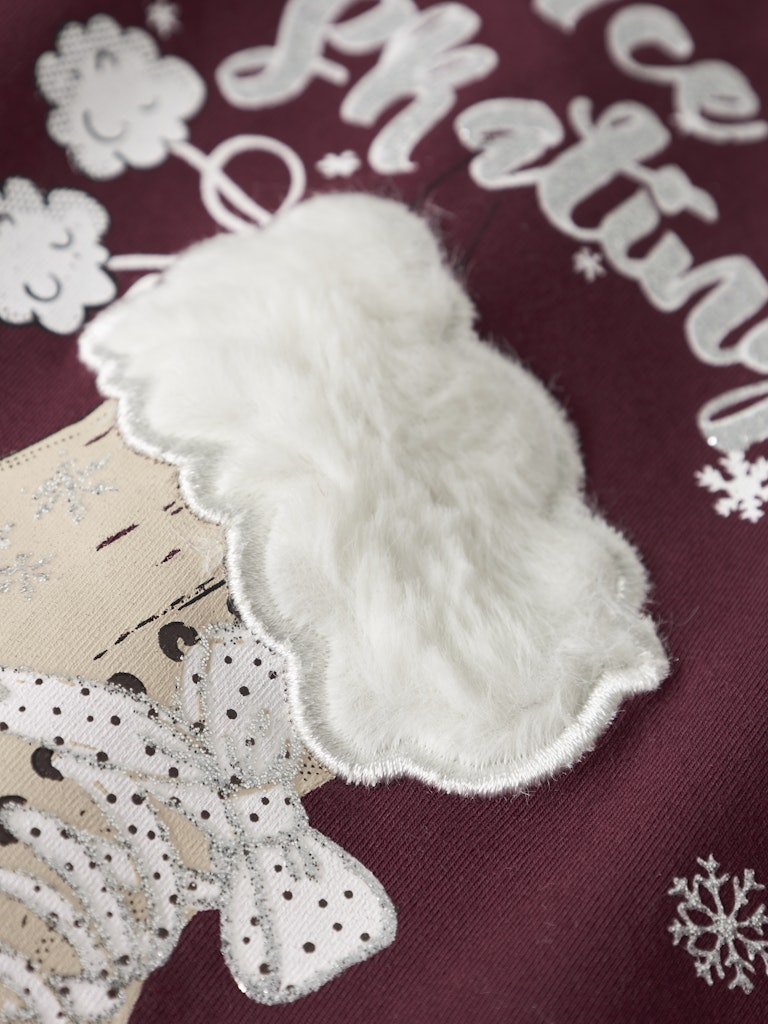 Sedra Long Sleeve Top-Burgundy-Print Detail