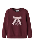 NAME IT Setina Long Sleeve Sweat Burgundy model front view
