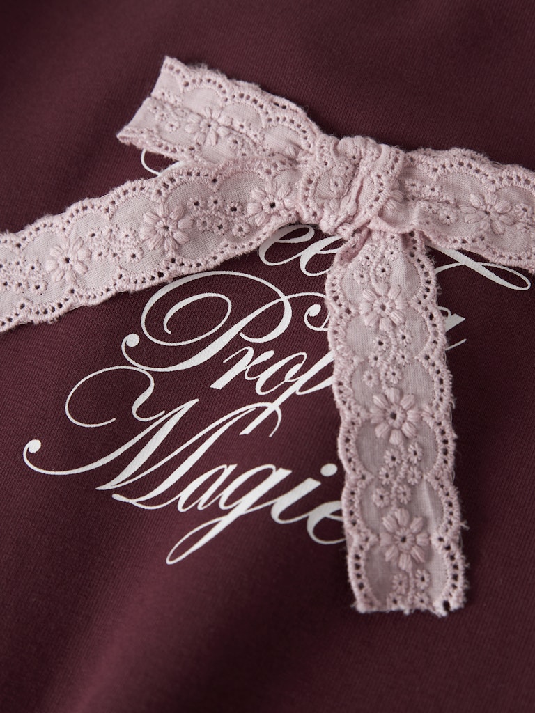NAME IT Setina Long Sleeve Sweat Burgundy flat front view