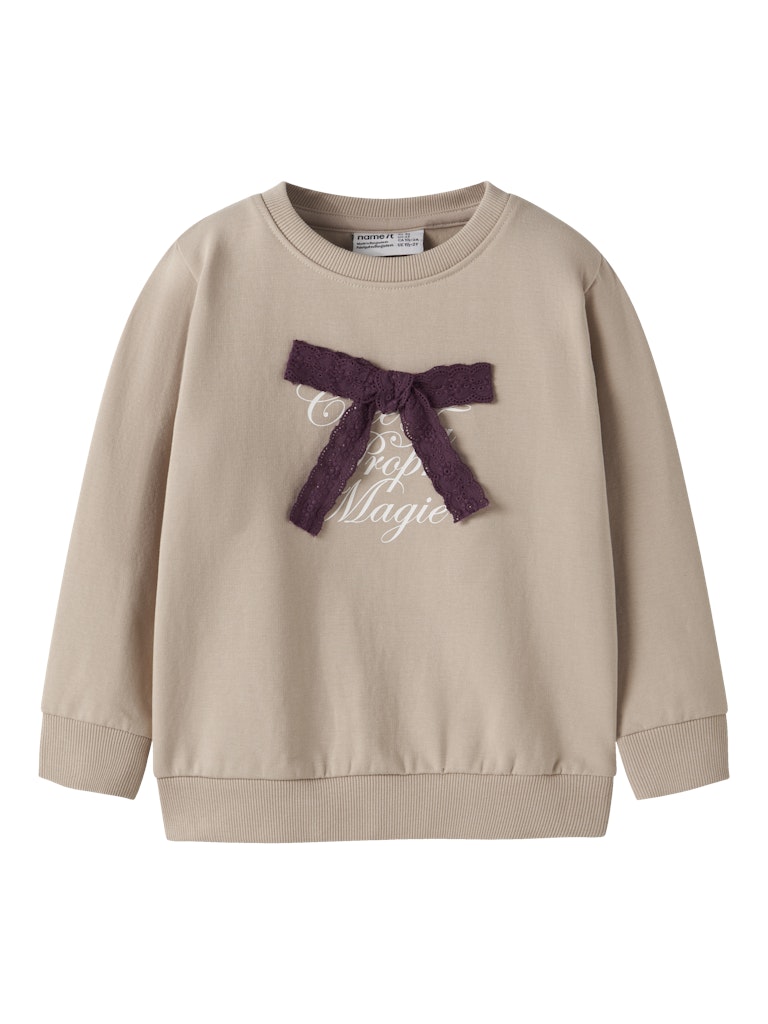 NAME IT Setina Long Sleeve Sweat Cement front view