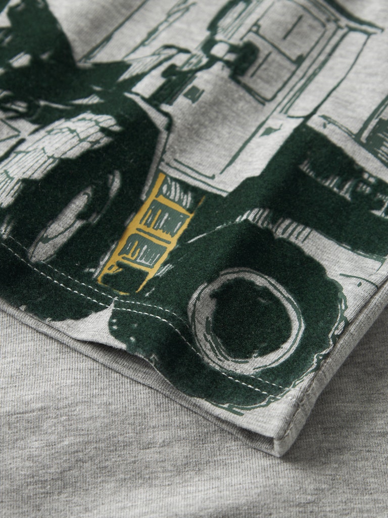 Sennet Long Sleeve Top-Grey Melange-Print Detail