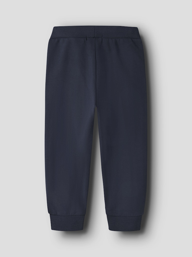 Navy blue jogger pants on a light gray background