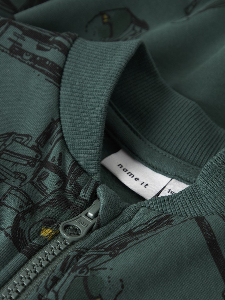 Storm Long Sleeve Sweat Cardigan-Bistro Green-Zip Detail