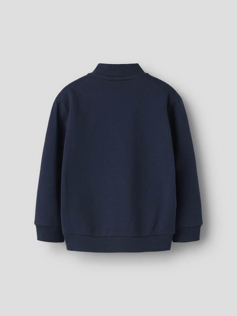 Navy blue sweatshirt on a light gray background