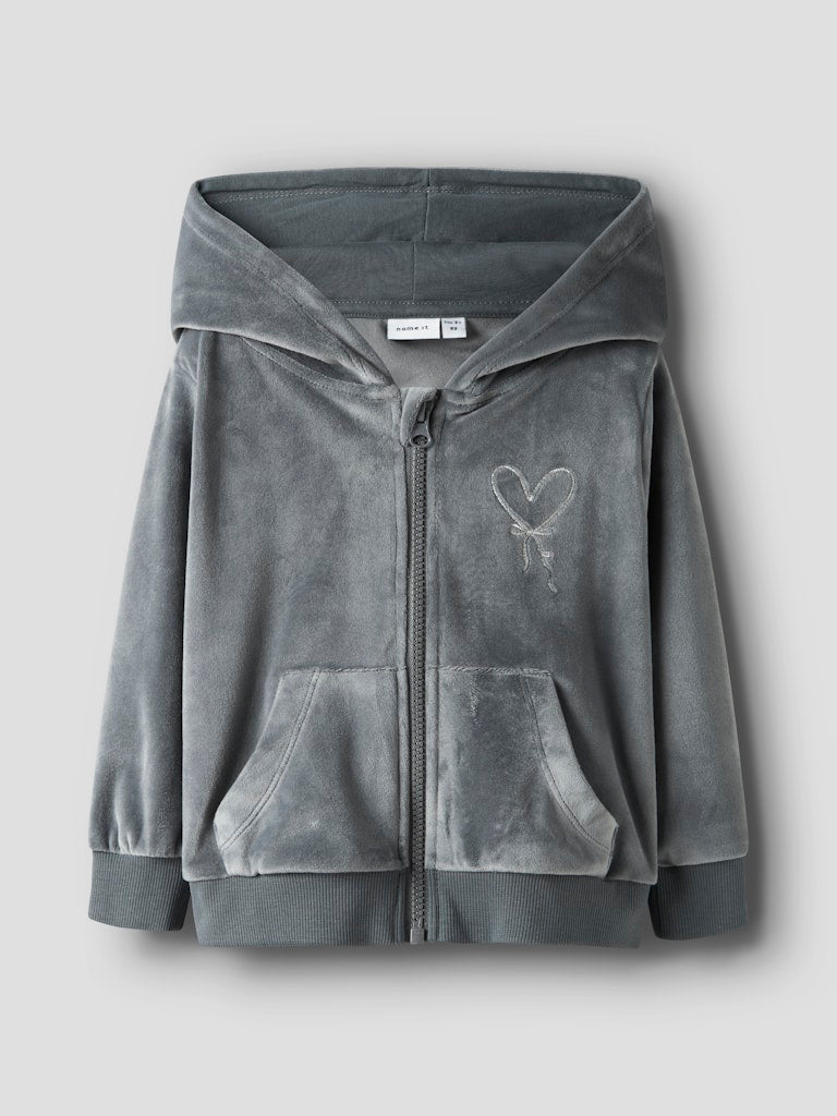 NAME IT Selour Long Sleeve Cardigan-Lava Smoke Lava Smoke front view