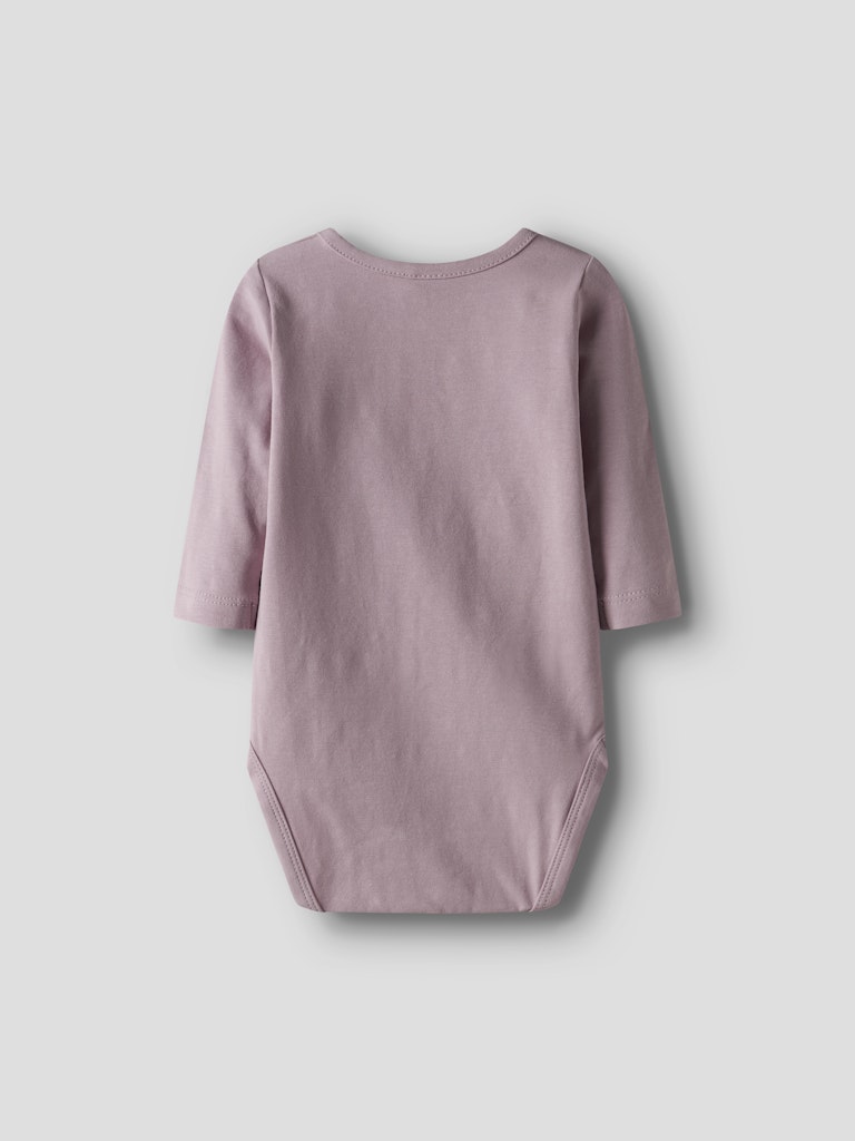 NAME IT Sunshine Long Sleeve Bodysuit-Keepsake Lilac Keepsake Lilac model front view