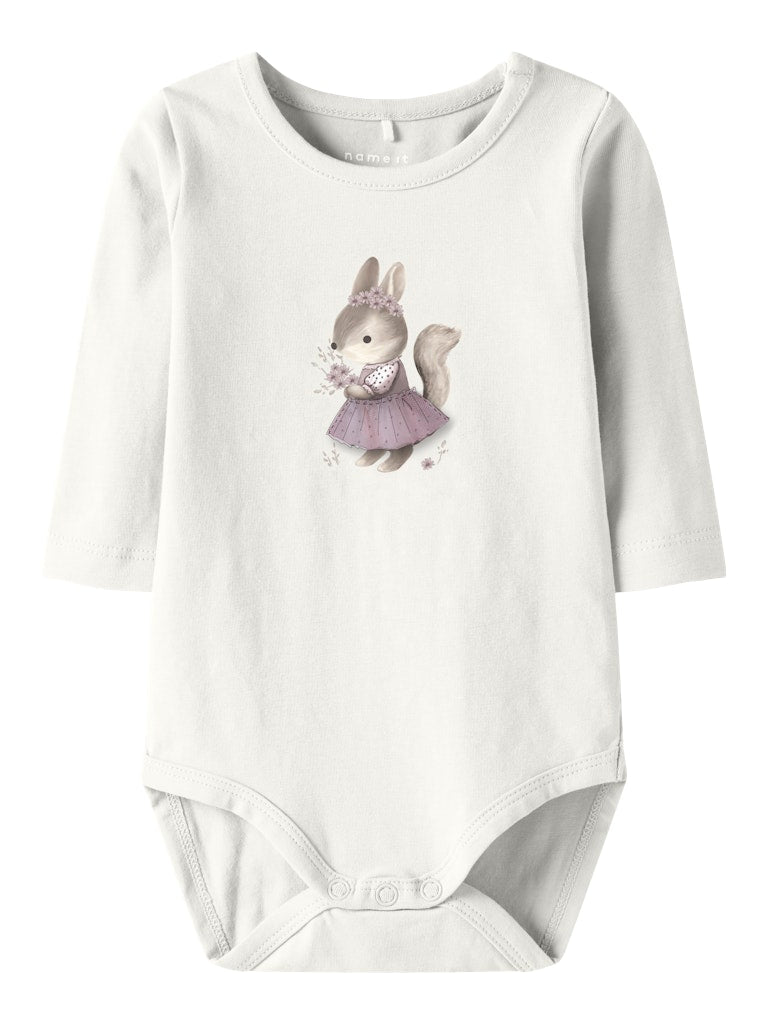 NAME IT Sunshine Long Sleeve Bodysuit-Cloud Dancer Cloud Dancer front view