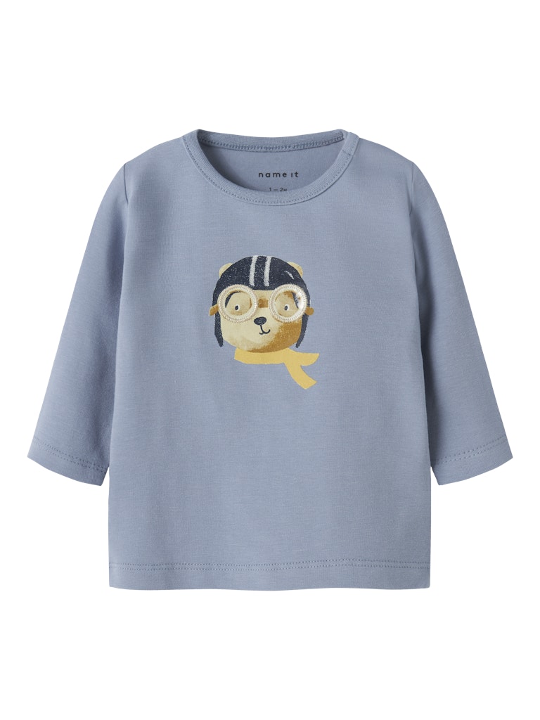 Boy's Kopilot Long Sleeve Top - Dusty Blue-Front View