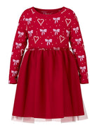 NAME IT Ri Long Sleeve Dress-Jester Red Jester Red front view