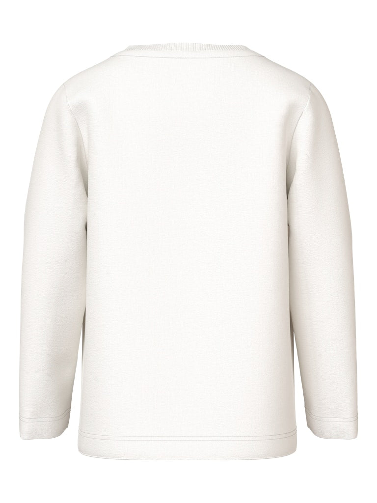 Off white long sleeve kids top with an Ice skates graphic on the front- Back view