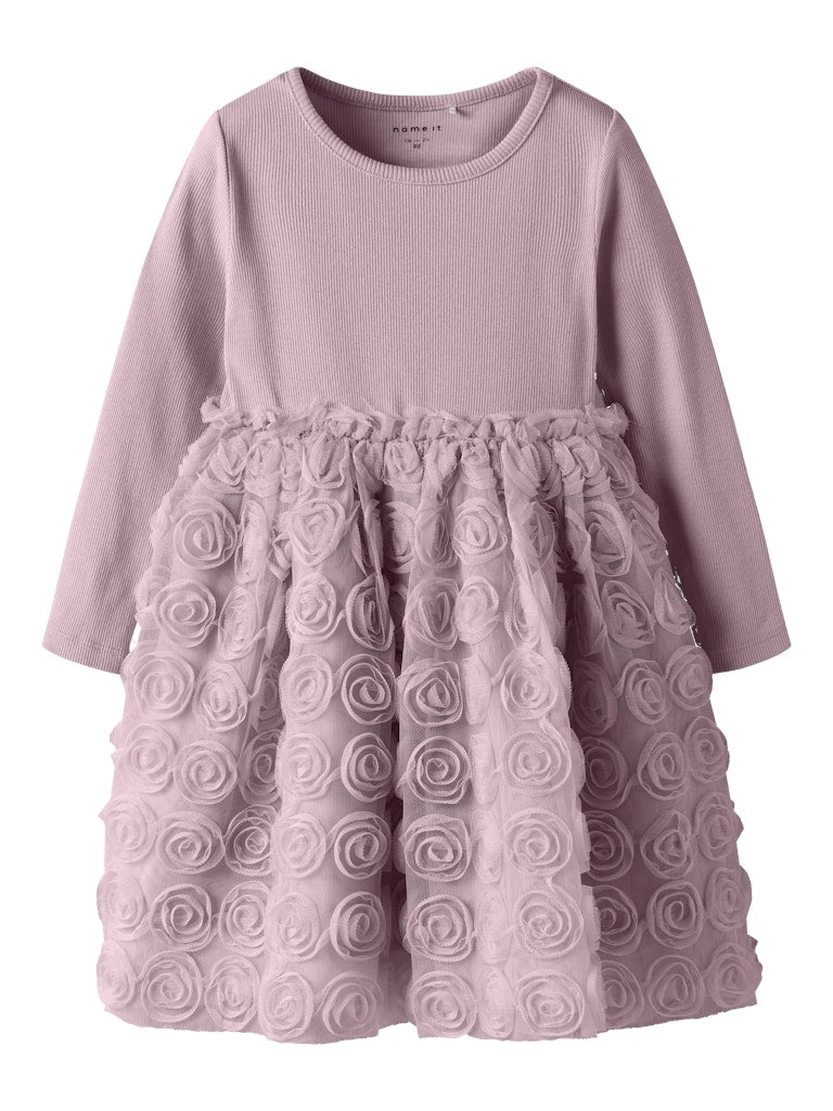 Sykia Tulle Long Sleeve Dress-Keepsake Lilac