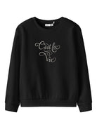 NAME IT Retta Long Sleeve Sweatshirt-Black Black front view