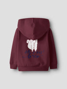 NAME IT Ralia Long Sleeve Sweat Cardigan-Burgundy Burgundy model front view