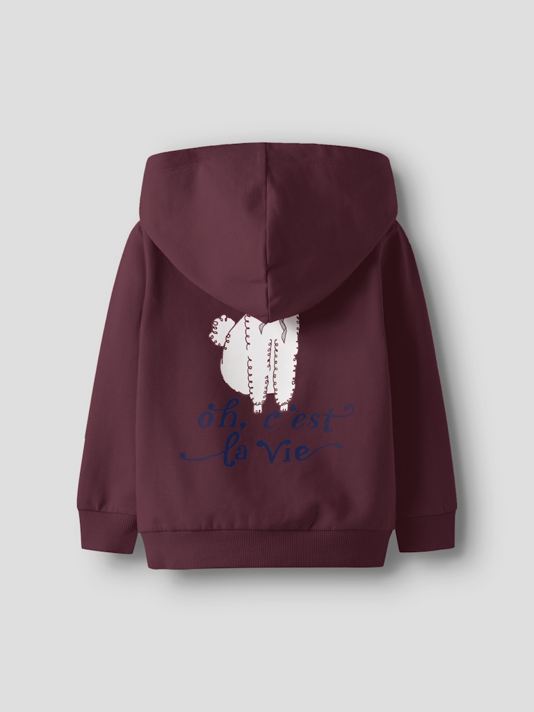 NAME IT Ralia Long Sleeve Sweat Cardigan-Burgundy Burgundy model front view