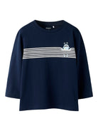 NAME IT Nonster Long Sleeve Top Navy Blazer model front view