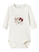 NAME IT Rindy Long Sleeve Bodysuit-Bright White Bright White front view