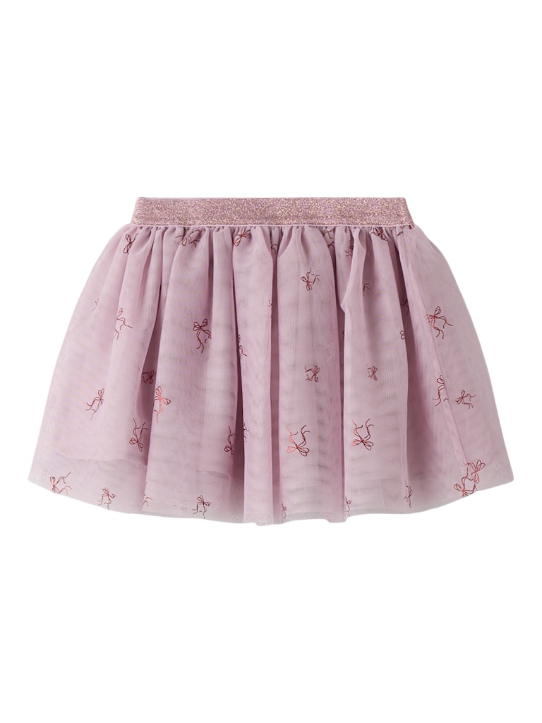 Pink skirt with subtle pattern on a white background
