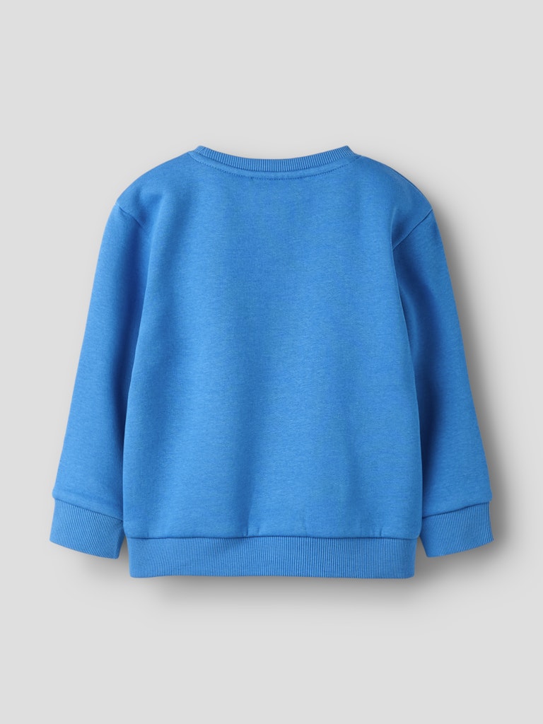 Blue sweatshirt on a light gray background