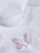 NAME IT Lonnis Short Sleeve T-Shirt Bright White/Butterfly flat front view