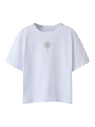 NAME IT Lonnis Short Sleeve T-Shirt Bright White/Flower model front view
