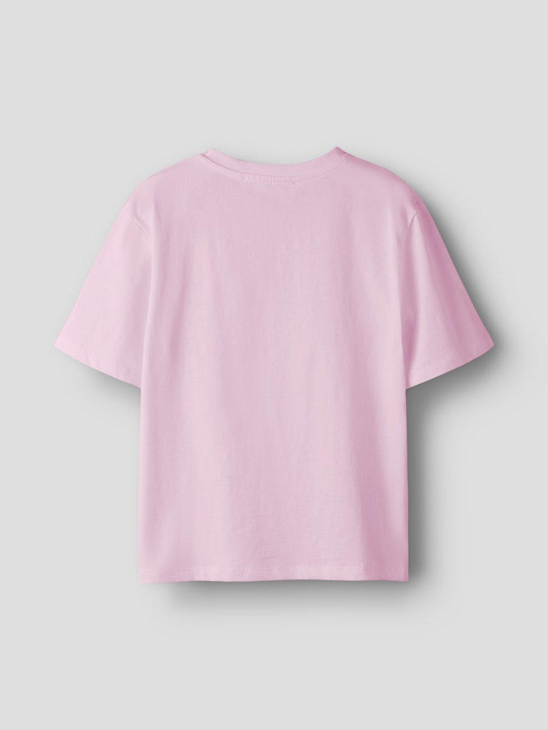 Pink t-shirt on a light gray background