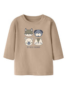 NAME IT Nollo Long Sleeve Top in 
Sesame front view