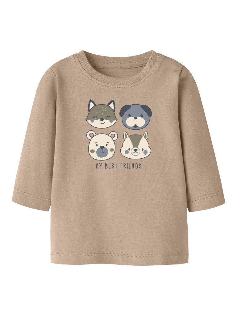 NAME IT Nollo Long Sleeve Top in 
Sesame front view