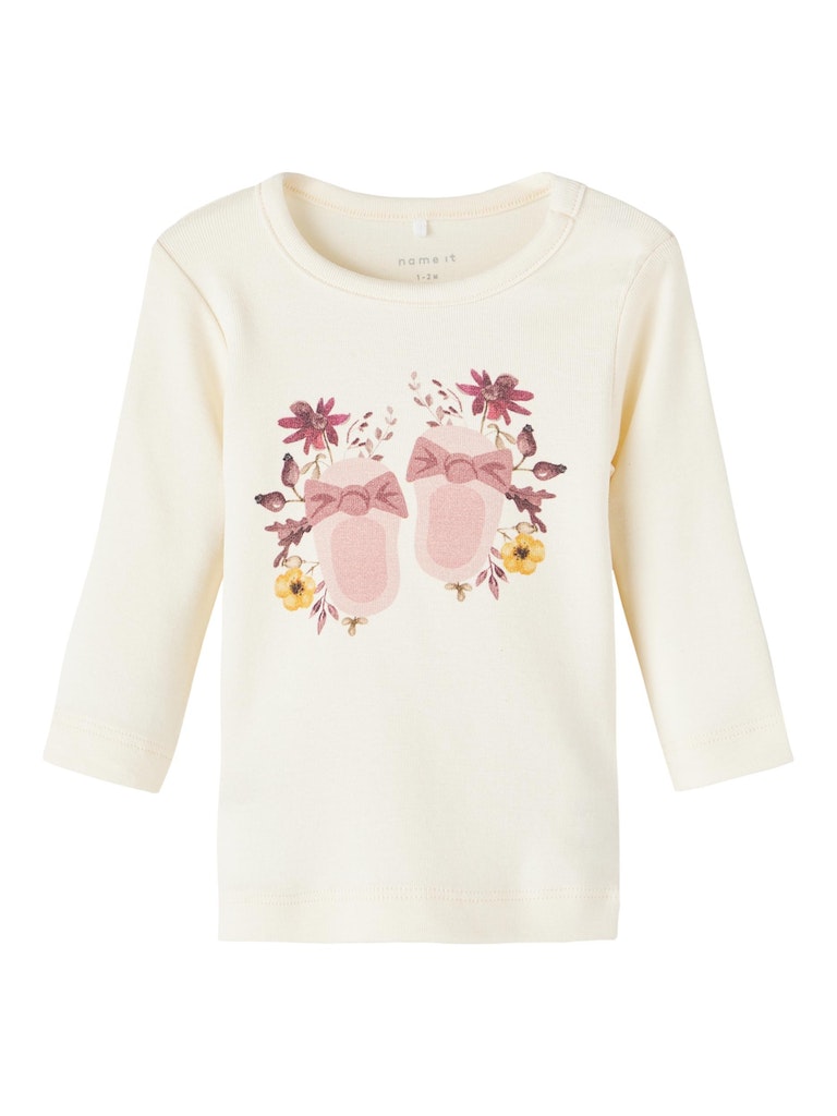 Girl's Lindy Long Sleeve Top-Buttercream-Front View