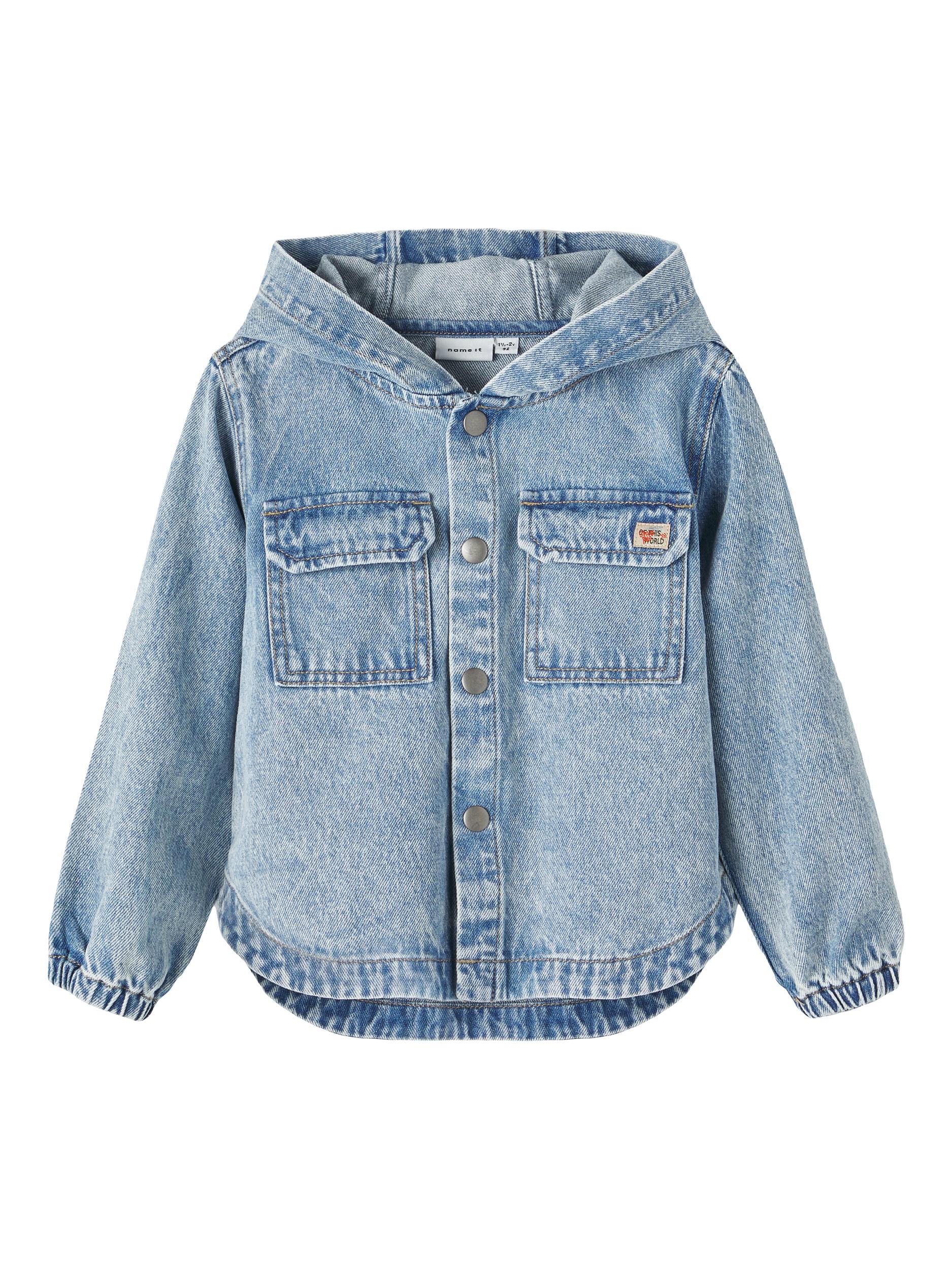 Boy's Knud Denim Long Sleeve Shirt With Hood 5315-Front View