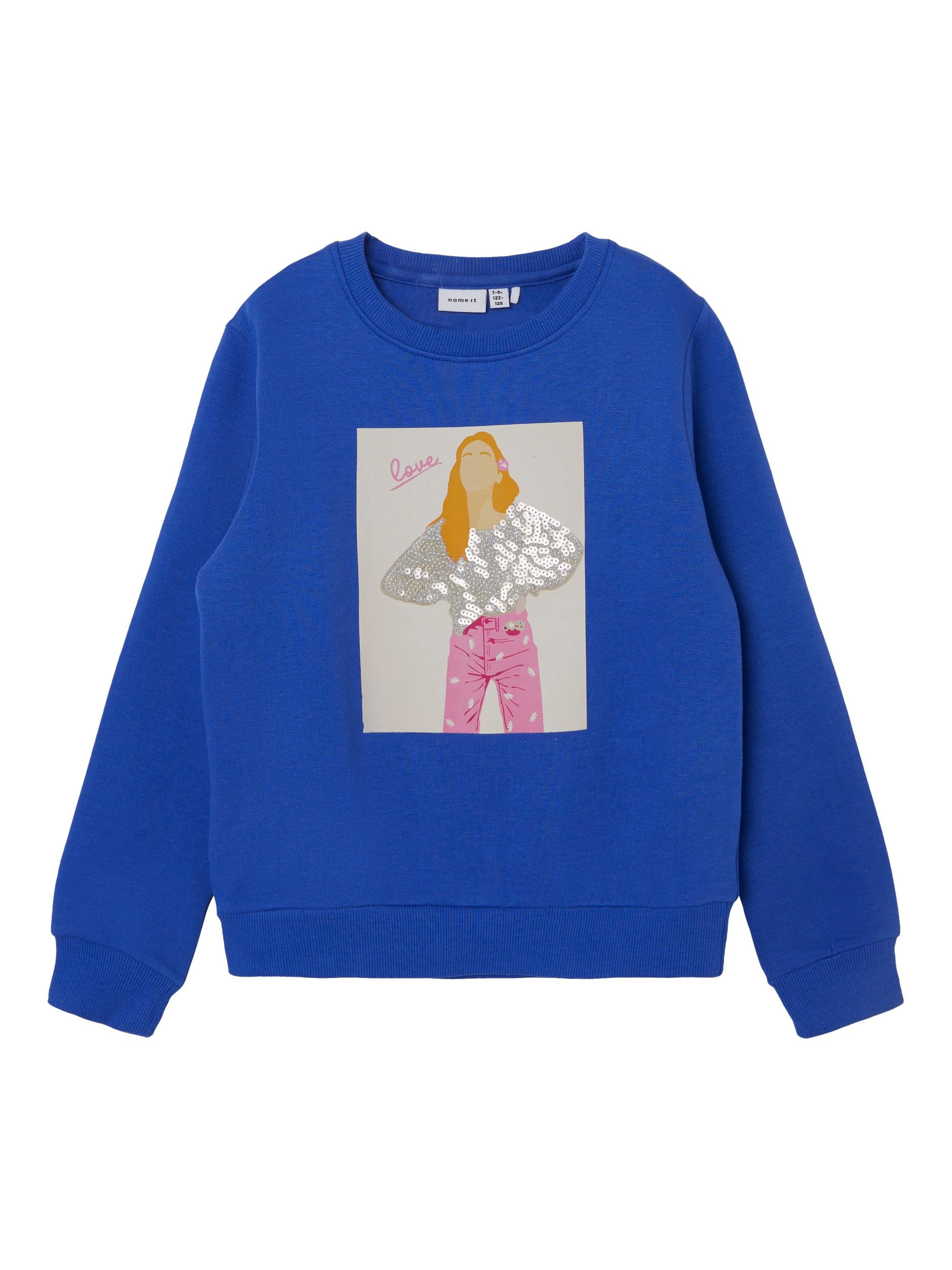 Girl's Nacute Long Sleeve Sweat - Dazzling Blue-Front View