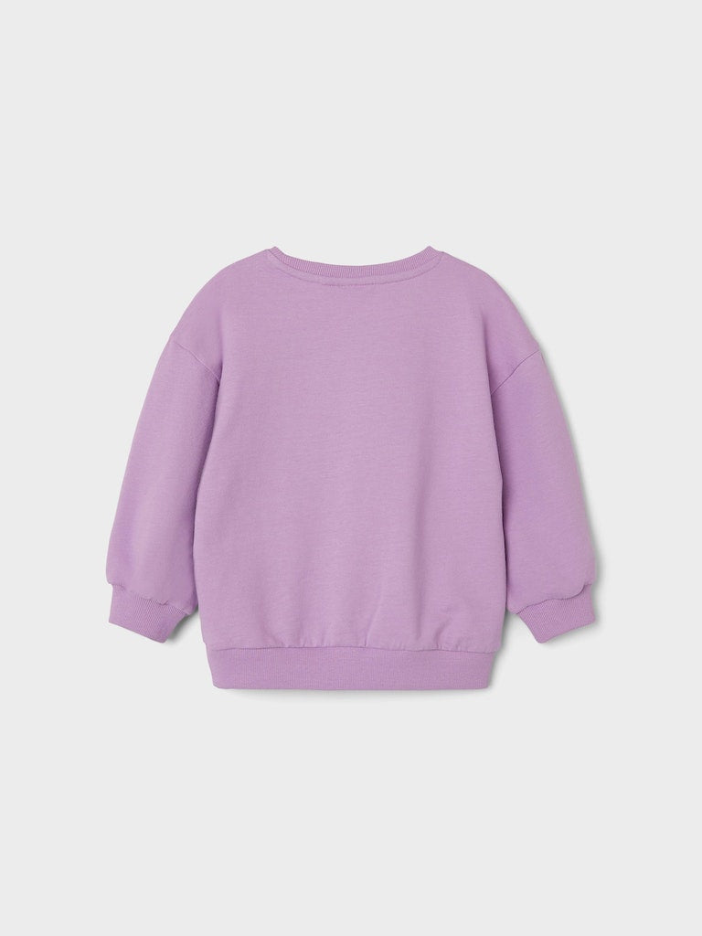 Girl's Valona Long Sleeve Long Boxy Sweat-Violet Tulle-Back View