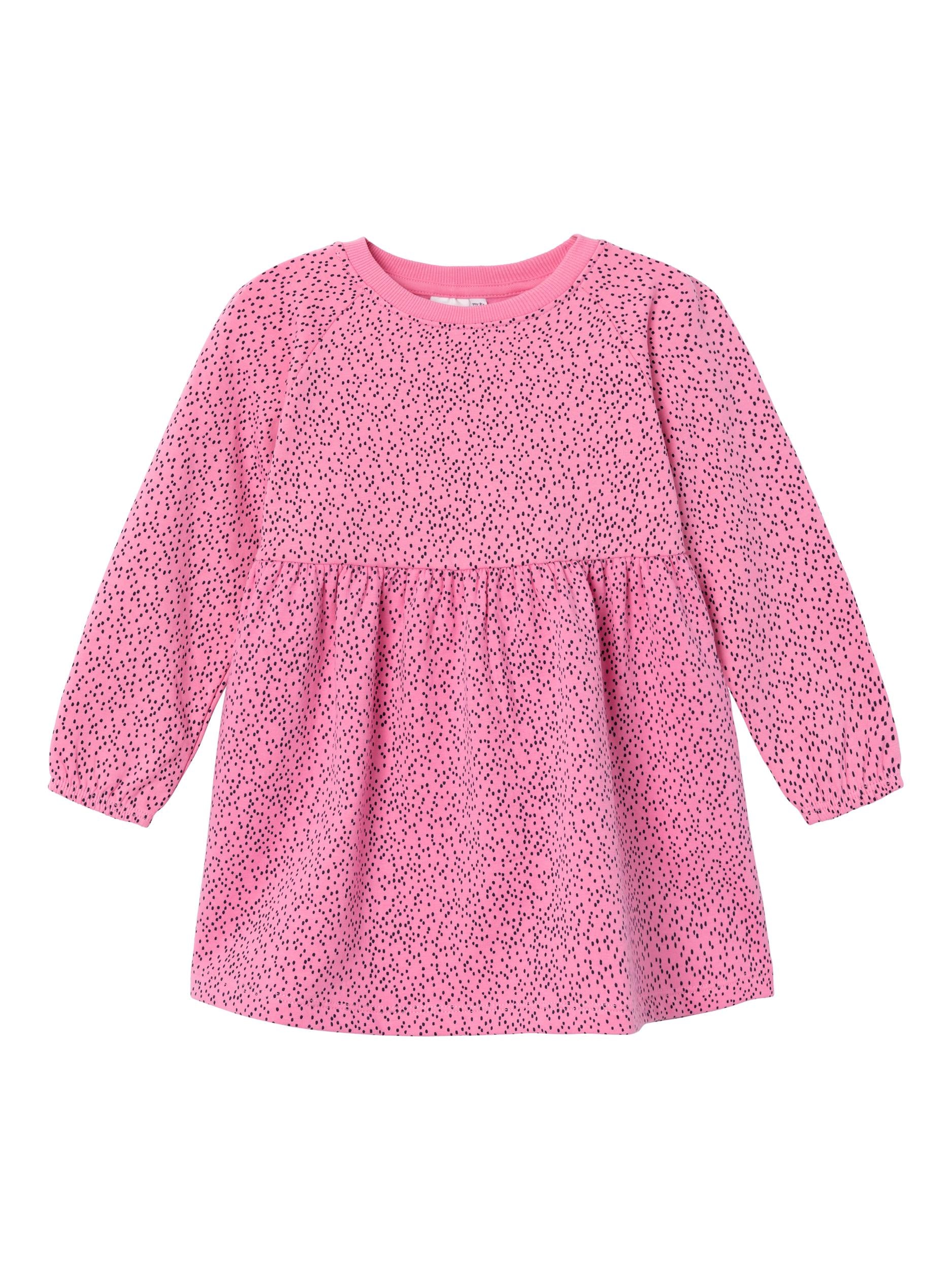 Girl's Volta Long Sleeve Sweat Dress-Pink Cosmos-Ghost Front View