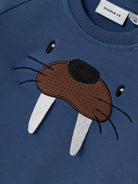NAME IT Solar Long Sleeve Sweat-Bijou Blue Bijou Blue model front view