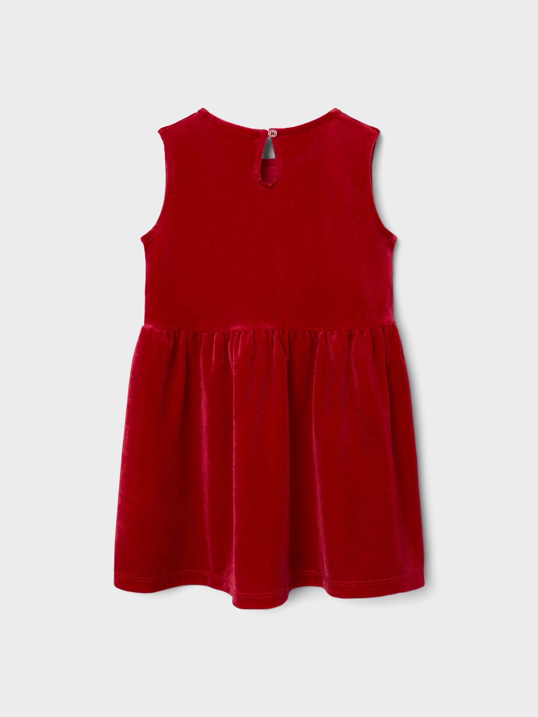 Girl's Rifly Long Sleeve Velvet Dress-Jester Red-Back View
