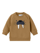 NAME IT Solar Long Sleeve Sweat-Bone Brown Bone Brown front view