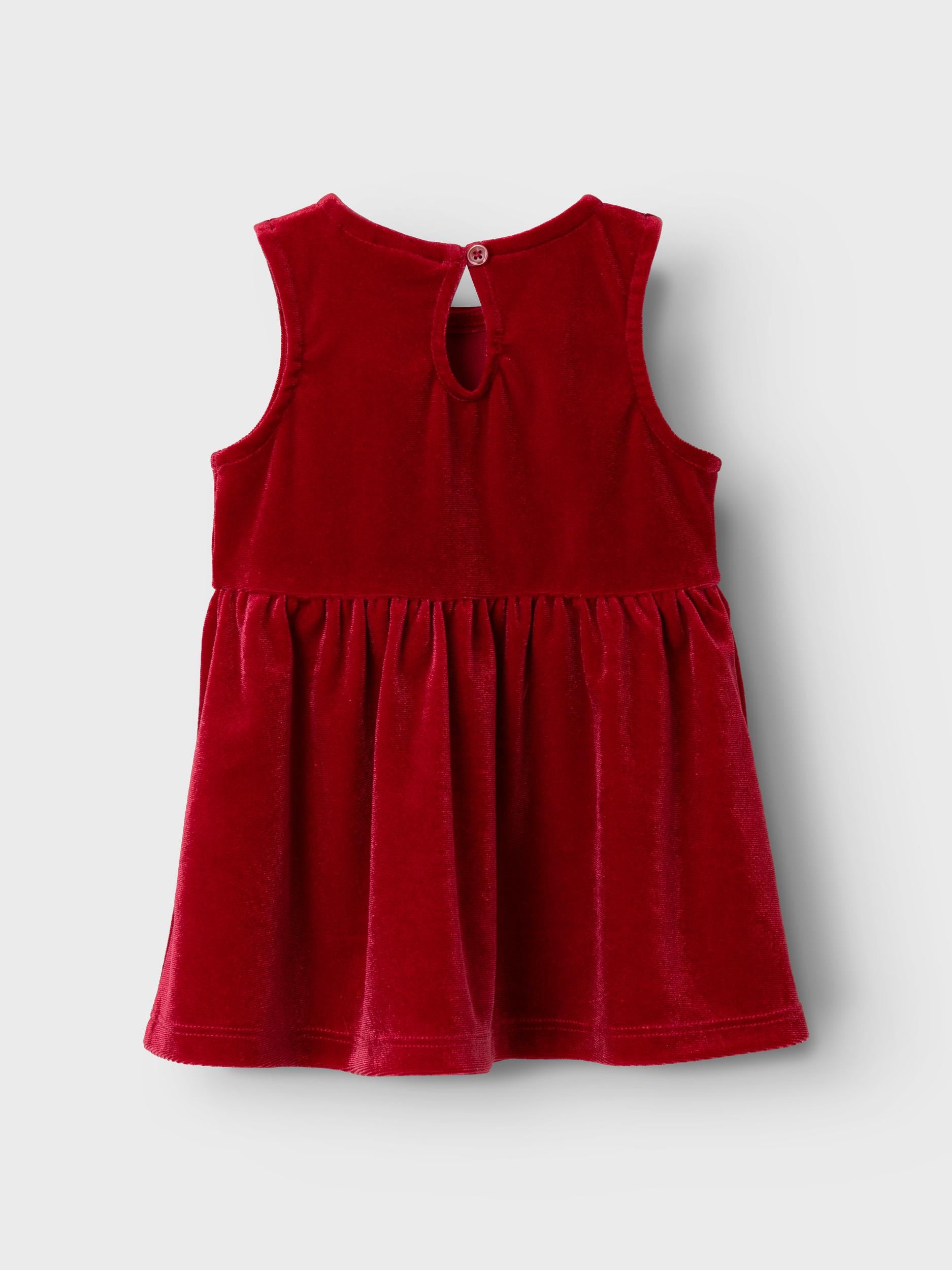 Girl's Revel Velvet Dress-Jester Red-Back View